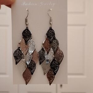 Elegant Multi-Color Leaf Dangle Earrings NWT